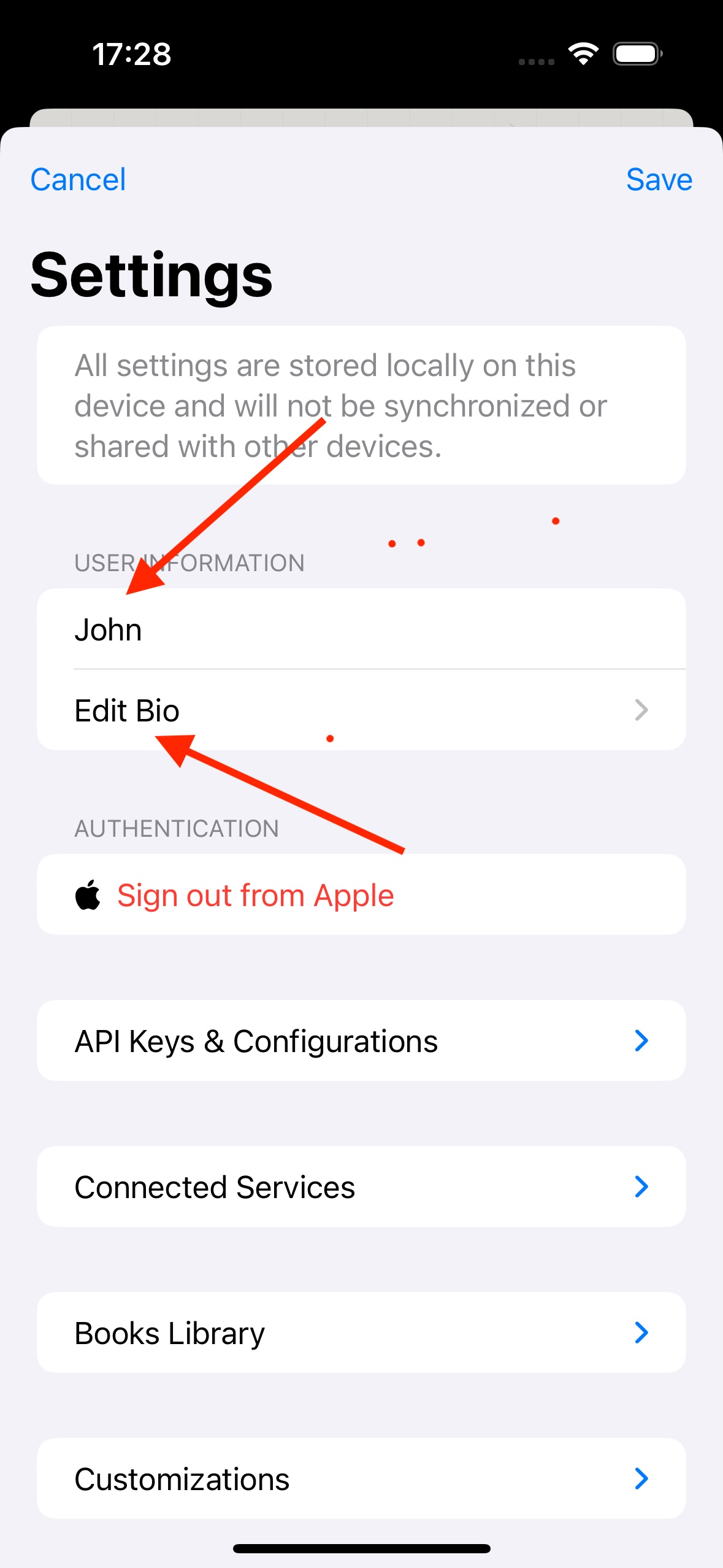edge talk settings screen